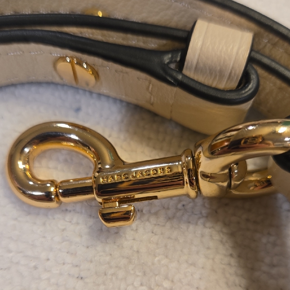 ​Marc Jacobs Adjustable Leather Crossbody Strap - Cream/Gold